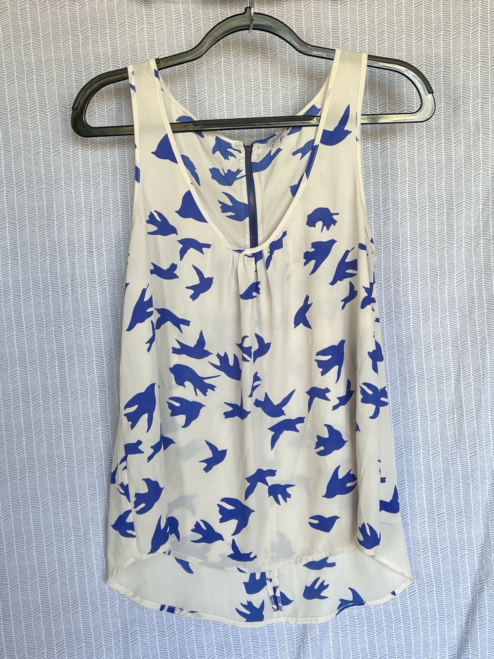 Kismet LG Cream Tank Top with Blue Bird Print